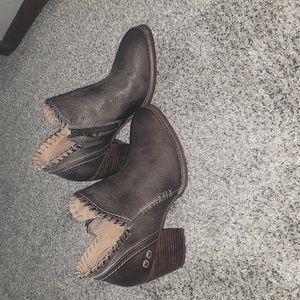 Bed Stu Cobbler Carla Taupe Heeled Zip Up Ankle Booties 8.5